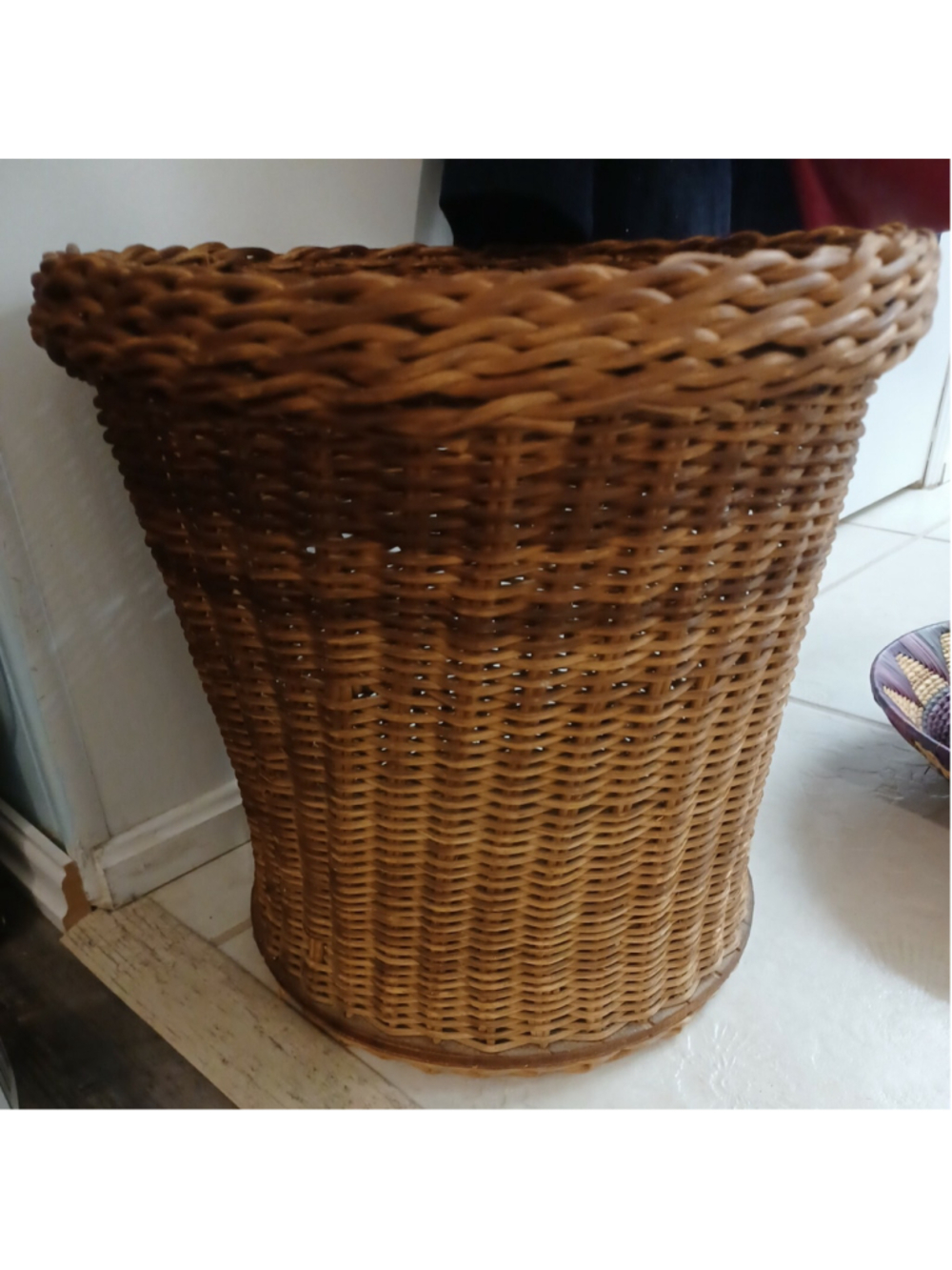 Vintage hand woven basket 14 inches high app
